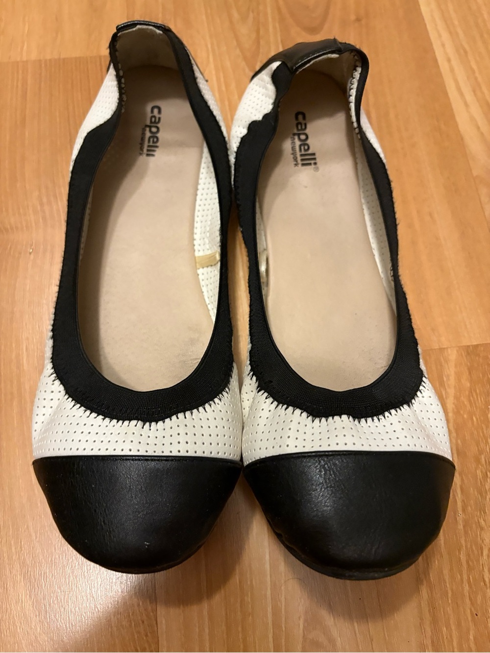 Capelli of New York Black and White Perforated Ballet Flats